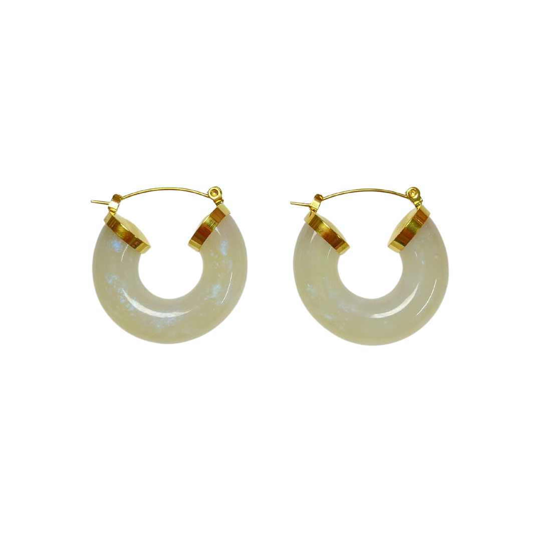 Milky White Hoop Earrings