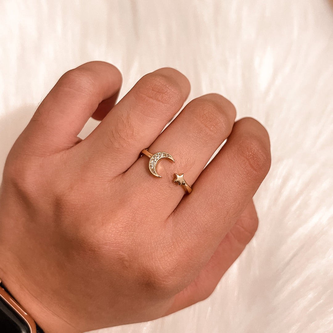 Moon & Star Ring